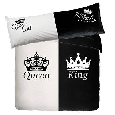 סט מצעים King & Queen עם כרית למיטה זוגית