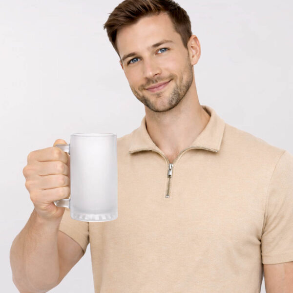 הדפסה על כוסות בירה 400 מ״ל זכוכית חלבית