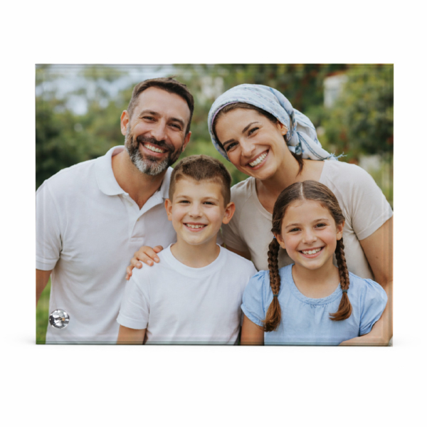 תמונת זכוכית איכותית 23×18 ס"מ עם מעמד יהלום