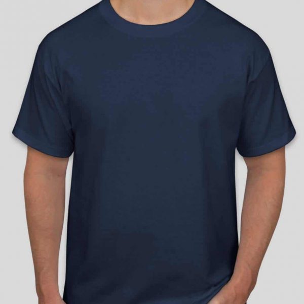 חולצת כותנה בצבע כחול נייבי לגברים צווארון עגול שרוול קצר [ מותג – T-Wear ]