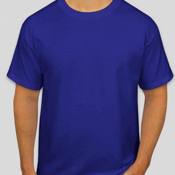 חולצת כותנה בצבע כחול רויאל לגברים צווארון עגול שרוול קצר [ מותג – T-Wear ]