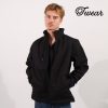 ⁦מעיל סופטשל שחור מותג T-Wear  [הדפסה על שני צדדים]⁩ – תמונה ⁦2⁩
