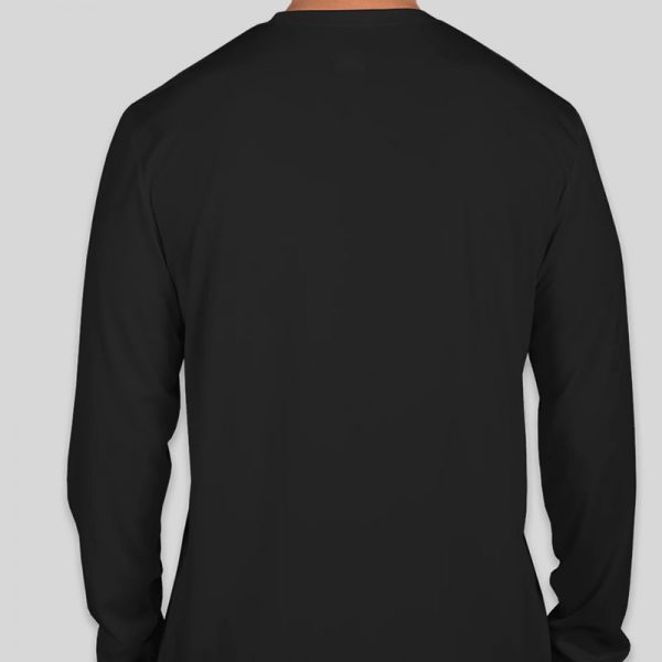 חולצת כותנה בצבע שחור לגברים צווארון עגול שרוול ארוך [ מותג T-Wear ]