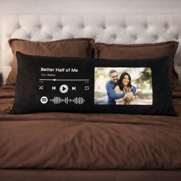 כרית Spotify שחורה למיטה זוגית/וחצי בהתאמה אישית