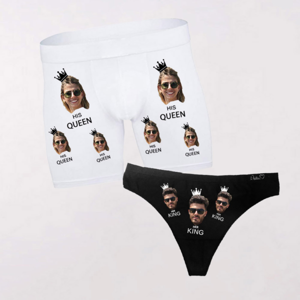 סט חוטיני ובוקסר "Her King His Queen"