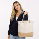 סאנשיין - תיק בד מעוצב משולב יוטה וכותנה