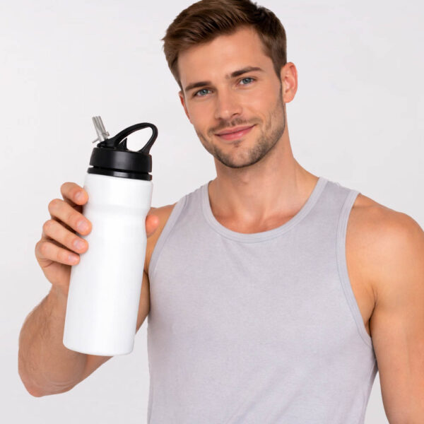 בקבוק שתיה אלומיניום עם קש 750 מ״ל