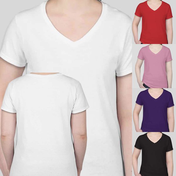 חולצת כותנה בגזרת נשים וי איכותית T-Wear [הדפסה על שני צדדים]
