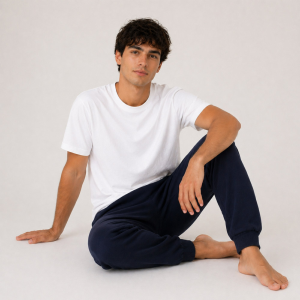 הדפסה על פיג׳מה חולצה קצרה ומכנס טרנינג בהתאמה אישית