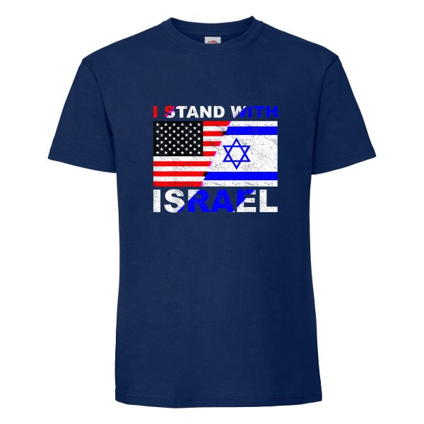 חולצת כותנה איכותית לתמיכה בישראל דגם “Israel & USA”