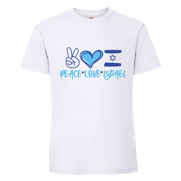 חולצת כותנה איכותית לתמיכה בישראל דגם “Peace*Love*Israel”