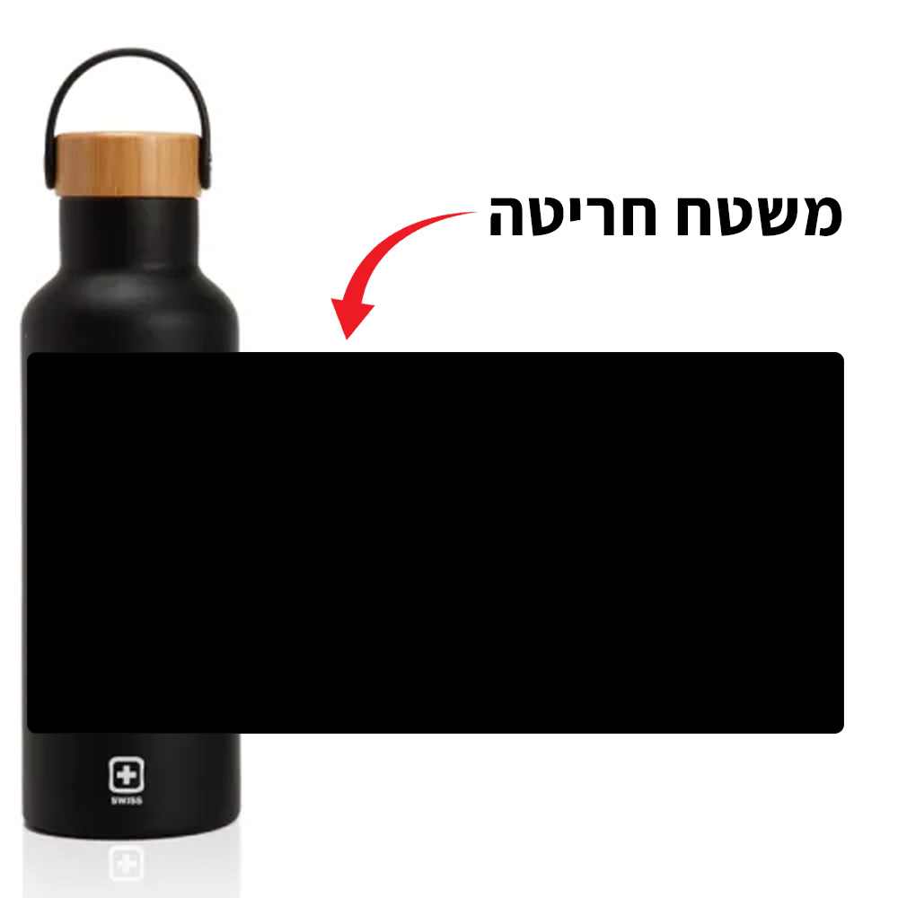 בקבוק טרמי שחור 650 מ״ל שומר קור וחום בעיצוב אורבני מיוחד מבית Swiss – תמונה 2