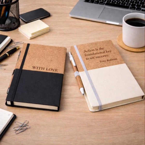 מחברת עסקים A5 עם 96 דף, כריכת PU / שעם