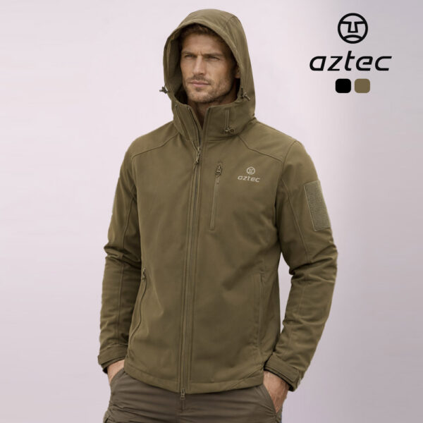 מעיל סופטשל טקטי Puffin X II דגם אלגנט שחור / צבאי ירוק מותג Aztec [הדפסה על שני צדדים]