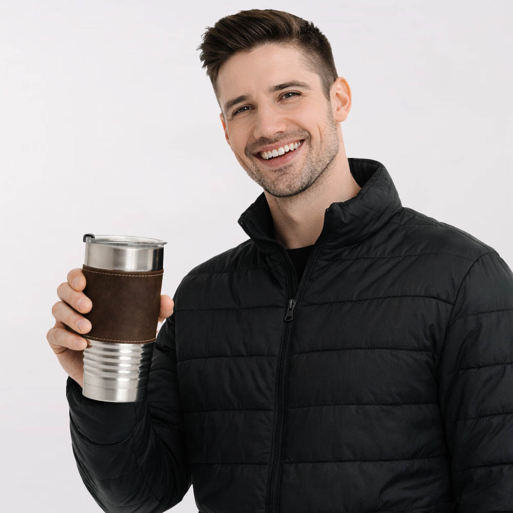 בקבוק דמוי עור עם חריטה