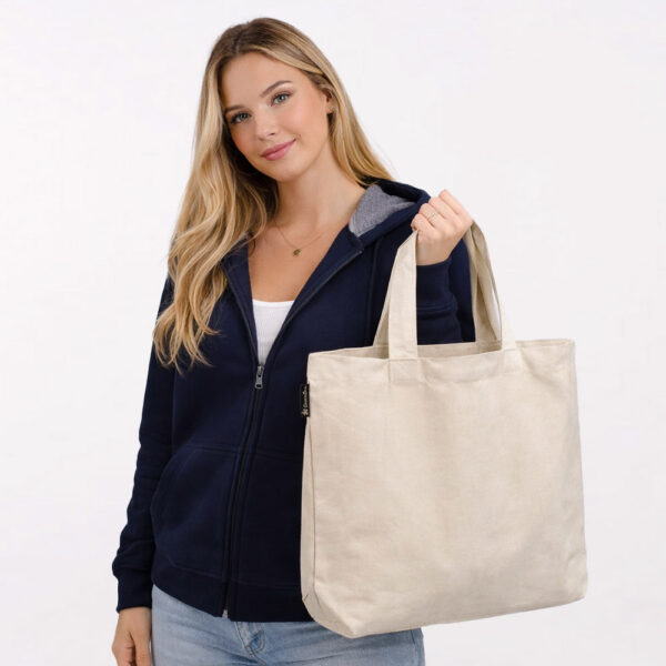 תיק ספר כותנה קאנבס עם תחתית רחבה דגם ביונד