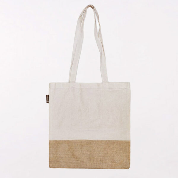 תיק ספר כותנה בשילוב יוטה דגם טבע בעיצוב אישי