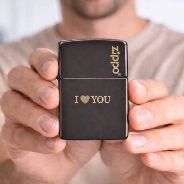 מצית זיפו חומה דגם 49180ZL עם חריטה אישית בזהב מותג [Zippo]