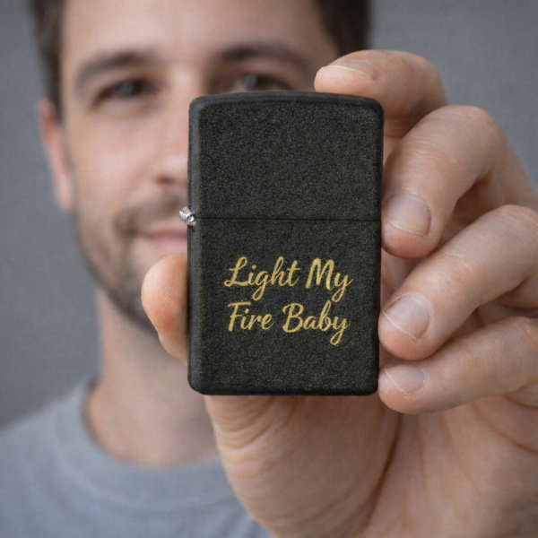 מצית יוקרתית זיפו דגם Black Crackle® עם חריטה אישית בזהב מותג [Zippo]
