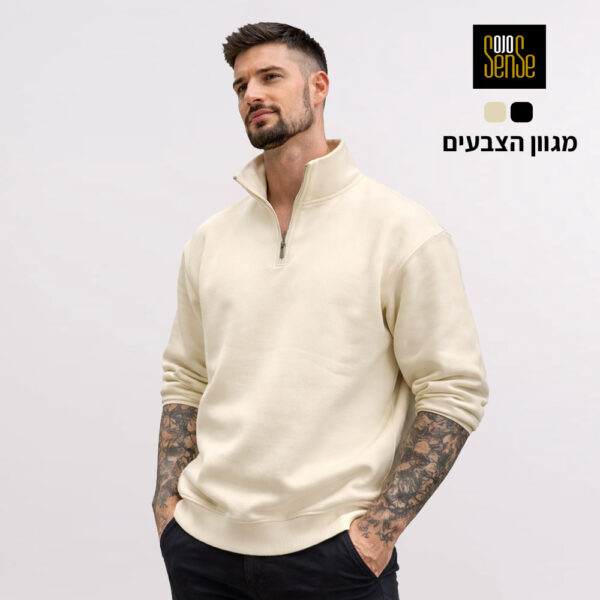 סווצרט עם רוכסן חצי פרימיום מותג Sense [הדפסה על צד אחד]