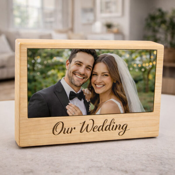 *LoveBlock* בלוק עץ עם תמונה אישית וחריטה בלייזר | מתנה מרגשת בעיצוב עצמי