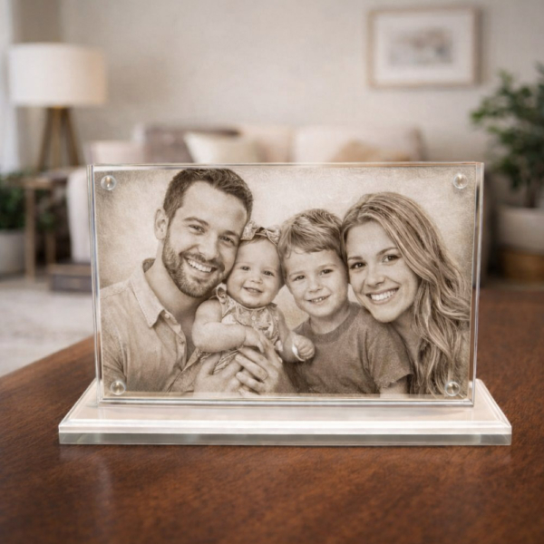 מעמד תמונה מזכוכית עם הדפסה אישית